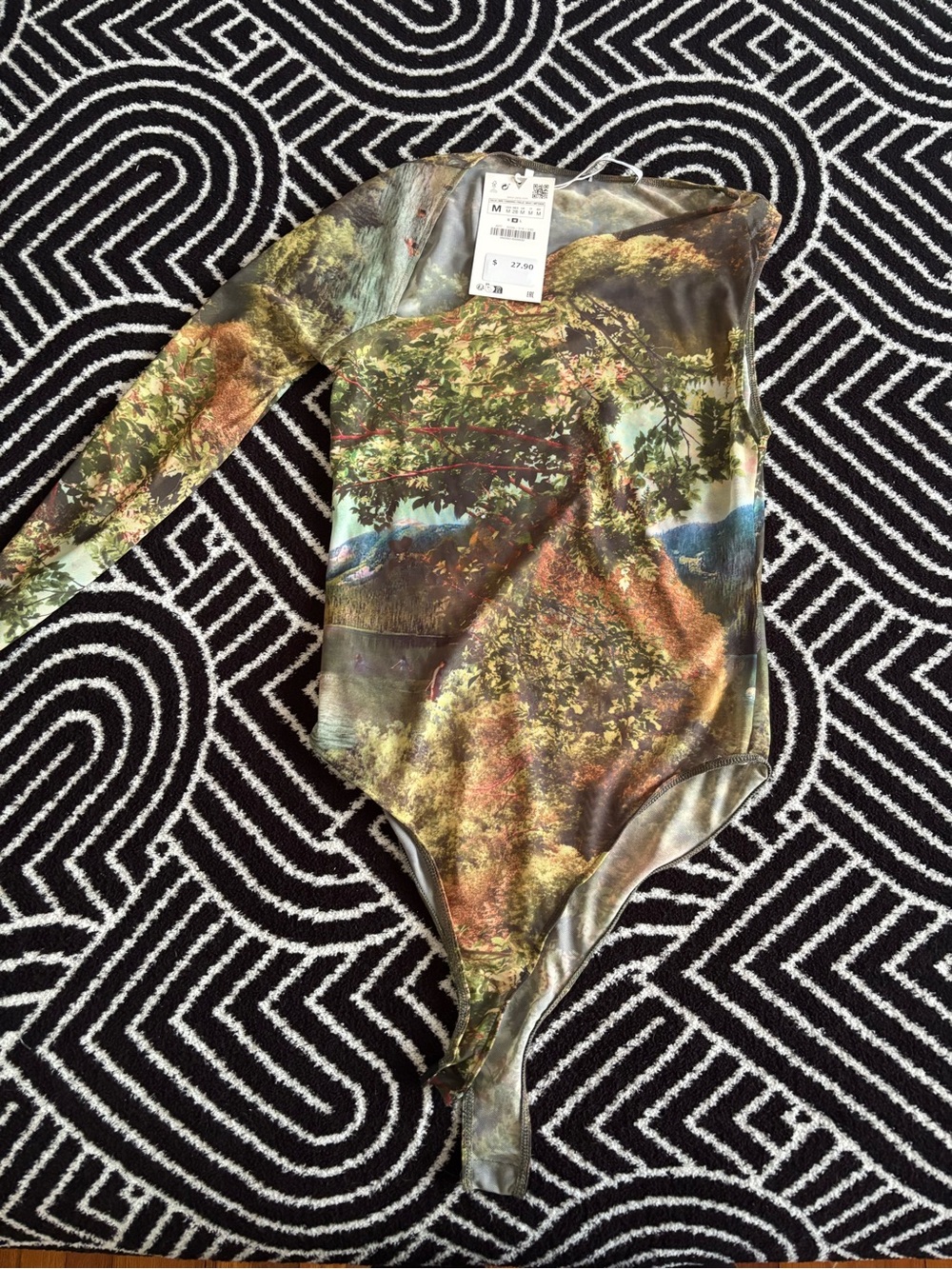 Scenic Print Long-Sleeve Bodysuit